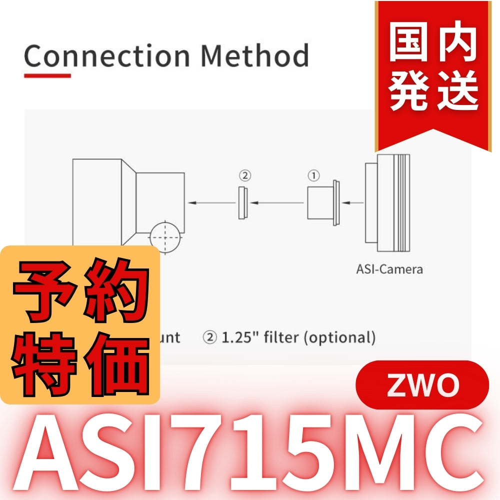 4,100円割引（定価33,900円）国内発送【新品/未使用】ZWO ASI 715MC カラー 非冷却モデル 天体観測 天体望遠鏡 CCDカメラ 715