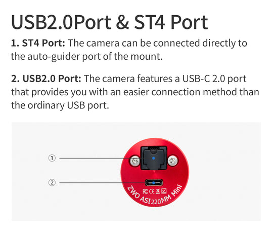 4,700円割引（定価42,500円）国内発送【新品/未使用】ZWO ASI 220MM mini 非冷却モデル 220mini 天体観測 天体望遠鏡 CCDカメラ